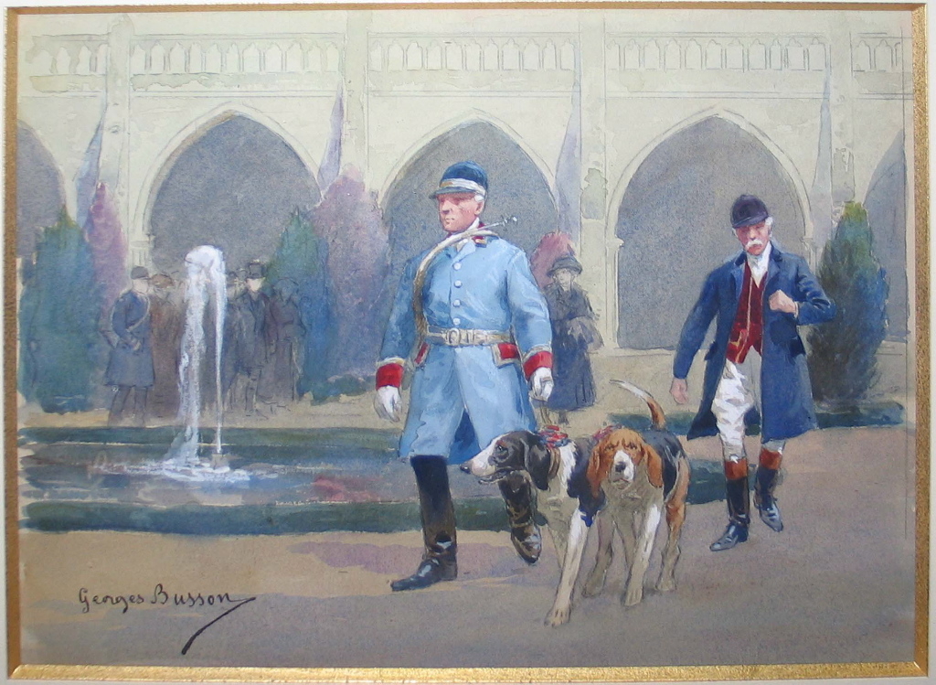 Le comte de Valon marchant derrière le valet de limier du prince Murat (titre factice)