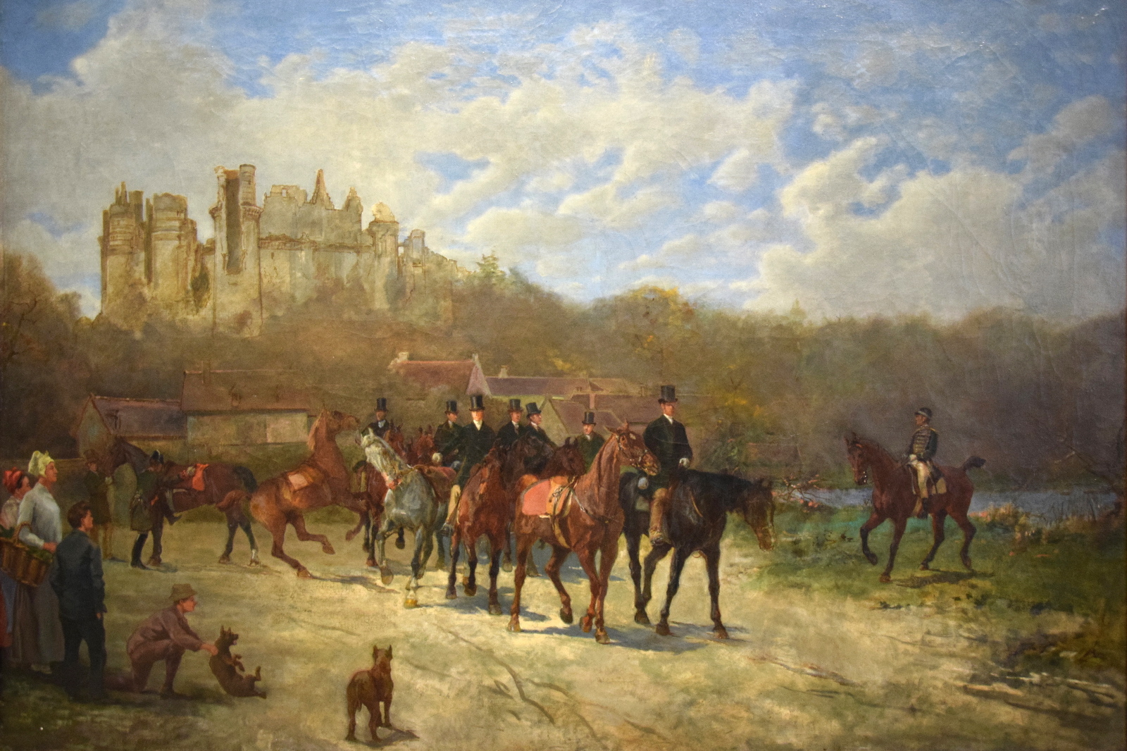 Relais de chevaux de la vénerie impériale devant le château de Pierrefonds