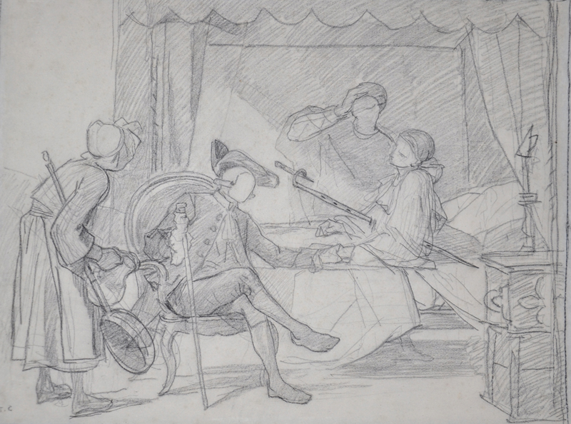 Thomas Couture, Étude pour « Pierrot malade », entre 1857 et 1860 ©Musées de Senlis